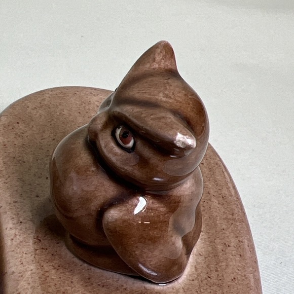 Vintage OWL Ceramic Dish Glossy Brown Ashtray Jewelry Soap Trinket MCM 70s‎ 80s - Picture 9 of 11